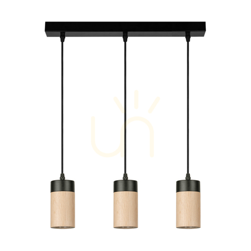 Sprawdź Lampa Wisząca Artemis Dąb olejowany/Czarny 3xGU10 6 W 55 cm