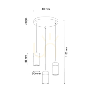 Lampa Wisząca Artemis Dąb olejowany/Czarny 3xGU10 6 W Ø30 cm small 1