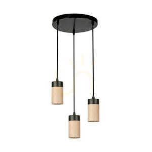 Lampa Wisząca Artemis Dąb olejowany/Czarny 3xGU10 6 W Ø30 cm small 0
