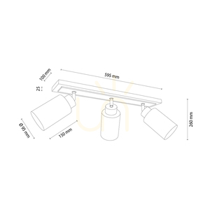 Lampa Sufitowa Bella Dąb olejowany/Biały 3xE27 74 cm small 1