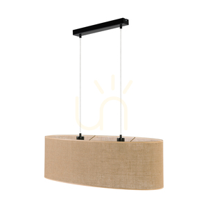 Lampa Wisząca Canva Czarny Abażur Beżowy 2xE27 80 cm small 0