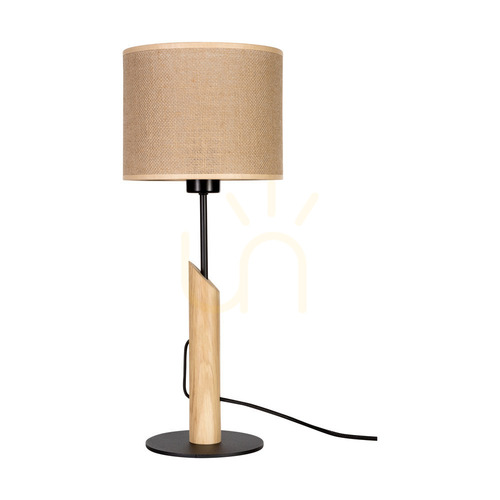 Sprawdź Lampa Stołowa Canva Dąb olejowany/Czarny Abażur Beżowy 1xE27 Ø20 cm