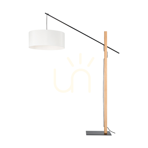 Sprawdź Lampa Podłogowa Savra Dąb olejowany/Czarny Abażur Biały 1xE27 160 cm