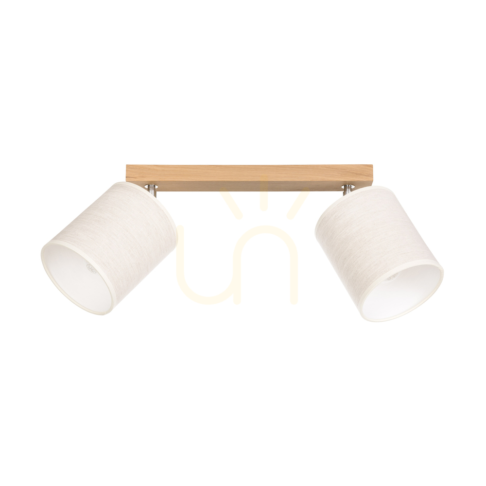 Sprawdź Lampa Sufitowa Dreva Dąb olejowany Abażur Beżowy 2xE27 52 cm Lampa Sufitowa Dreva Dąb olejowany Abażur Beżowy 2xE27 52 cm