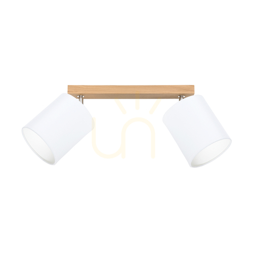 Sprawdź Lampa Sufitowa Dreva Dąb olejowany Abażur Biały 2xE27 52 cm