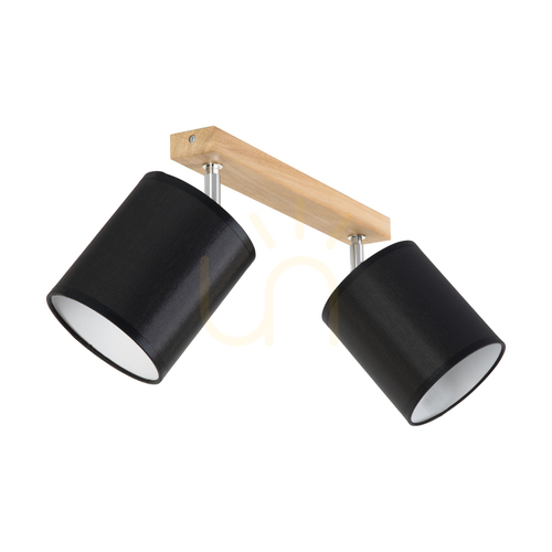 Sprawdź Lampa Sufitowa Dreva Dąb olejowany Abażur Czarny 2xE27 52 cm