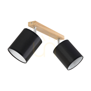 Lampa Sufitowa Dreva Dąb olejowany Abażur Czarny 2xE27 52 cm small 0