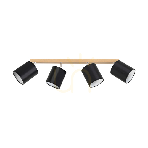 Sprawdź Lampa Sufitowa Dreva Dąb olejowany Abażur Czarny 4xE27 90 cm