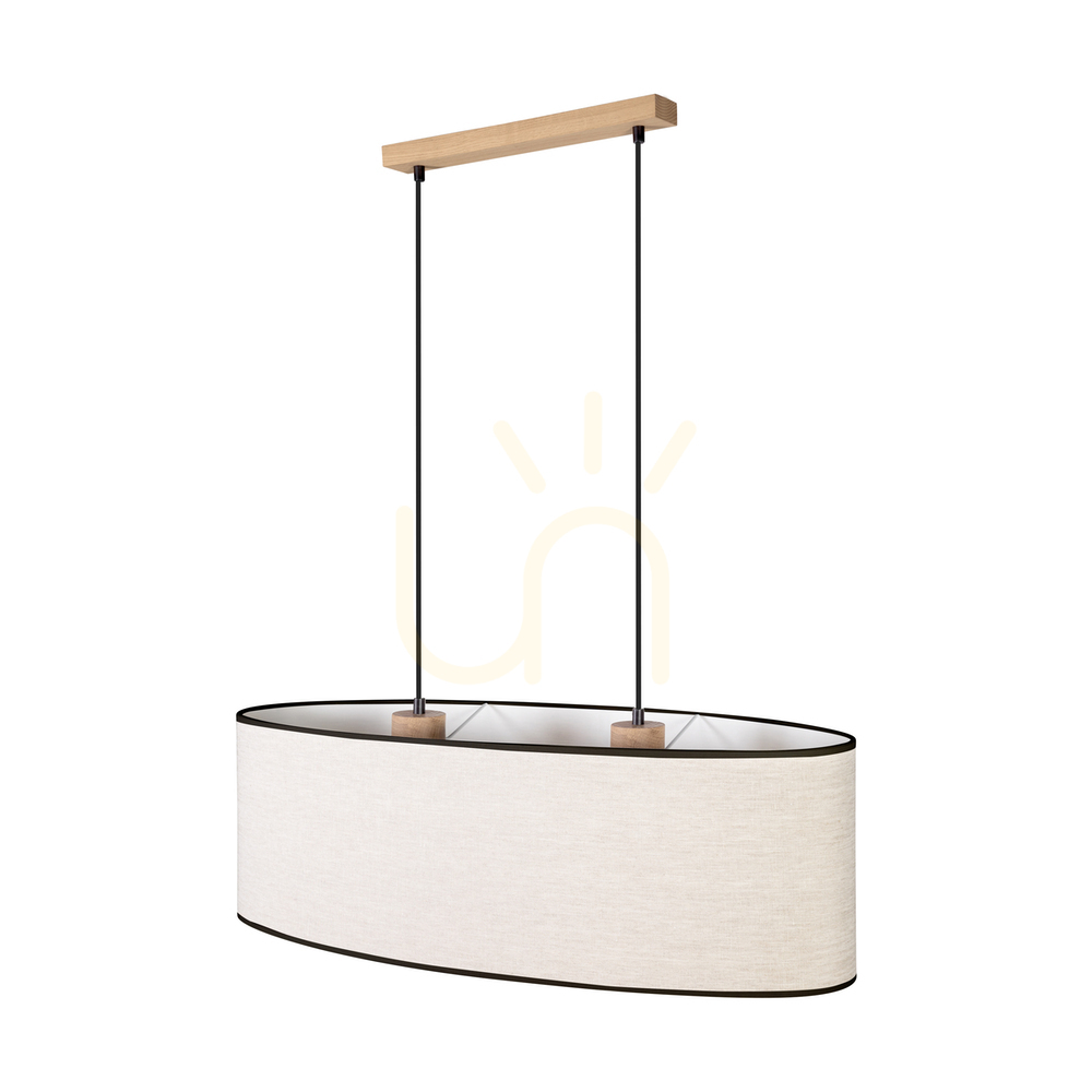 Sprawdź Lampa Wisząca Dreva Dąb olejowany Abażur Beżowy-Czarny 2xE27 80 cm Lampa Wisząca Dreva Dąb olejowany Abażur Beżowy-Czarny 2xE27 80 cm