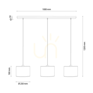 Lampa wisząca Brinova Dreva 3×E27, dąb olejowany, białe abażury, 100 cm small 1