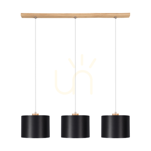 Sprawdź Lampa Wisząca Dreva Dąb olejowany Abażur Czarny 3xE27 100 cm