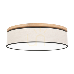 Lampa Sufitowa Ignis Dąb olejowany Abażur Beżowy-Czarny 4xE27 Ø58 cm small 0