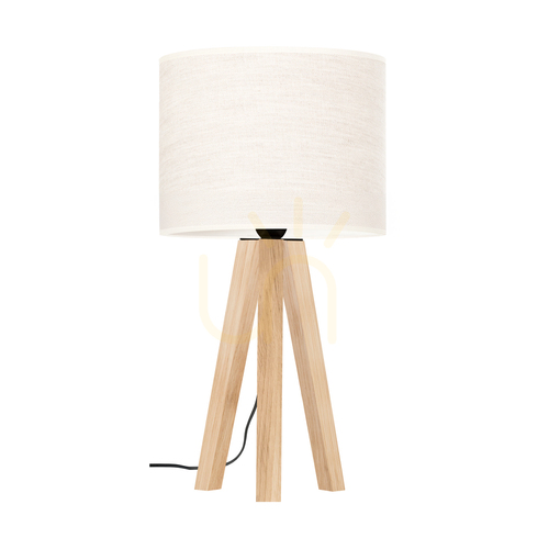 Sprawdź Lampa Stołowa Solea Dąb olejowany Abażur Beżowy 1xE27 Ø22 cm