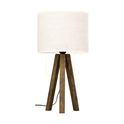 Sprawdź Lampa Stołowa Solea Orzech Abażur Beżowy 1xE27 Ø22 cm