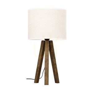 Lampa Stołowa Solea Orzech Abażur Beżowy 1xE27 Ø22 cm small 0