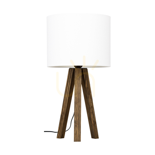 Sprawdź Lampa Stołowa Solea Orzech Abażur Biały 1xE27 Ø22 cm