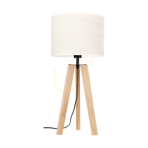 Sprawdź Lampa Stołowa Solea Dąb olejowany/Czarny Abażur Beżowy 1xE27 Ø30 cm