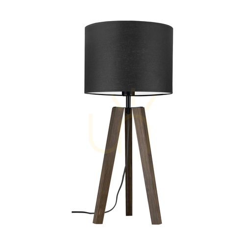 Sprawdź Lampa Stołowa Solea Orzech/Czarny Abażur Czarny 1xE27 Ø30 cm