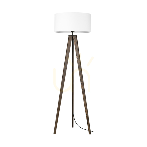 Sprawdź Lampa Podłogowa Solea Orzech/Czarny Abażur Biały 1xE27 Ø50 cm