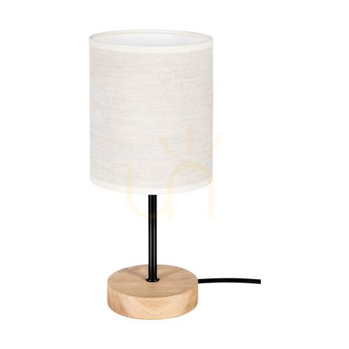 Sprawdź Lampa Stołowa Dreva Dąb olejowany/Czarny Abażur Beżowy 1xE27 Ø13 cm