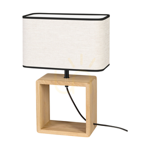 Lampa Stołowa Silva Dąb olejowany/Czarny Abażur Beżowy-Czarny 1xE27 30 cm small 0