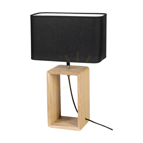 Sprawdź Lampa Stołowa Silva Dąb olejowany/Chrom Abażur Czarny 1xE27 30 cm