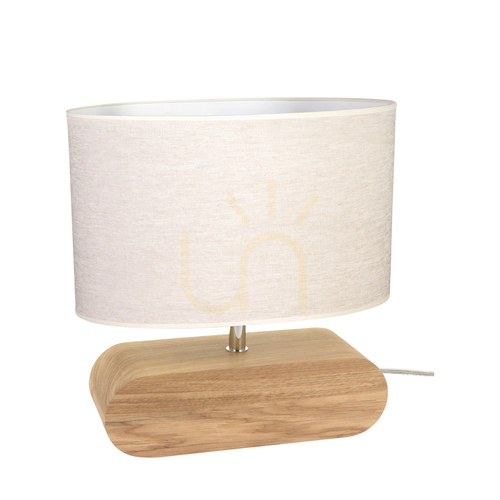 Sprawdź Lampa Stołowa Braze Dąb olejowany/Chrom Abażur Beżowy 1xE27 30 cm