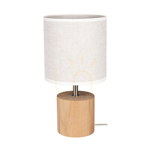 Lampa Stołowa Arden Dąb olejowany/Satyna Abażur Beżowy 1xE27 Ø17 cm small 0