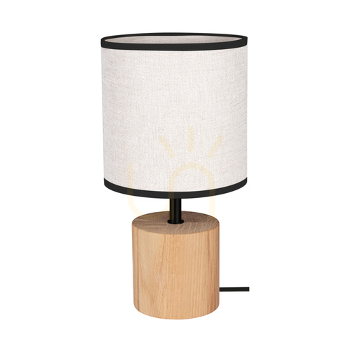 Sprawdź Lampa Stołowa Arden Dąb olejowany/Czarny Abażur Beżowy-Czarny 1xE27 Ø17 cm