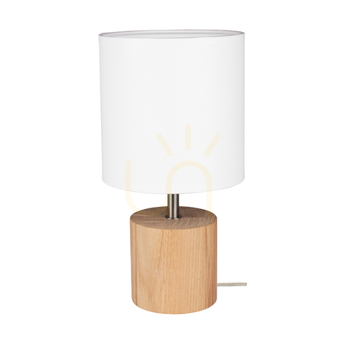 Sprawdź Lampa Stołowa Arden Dąb olejowany/Satyna Abażur Biały 1xE27 Ø17 cm