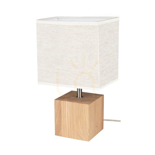 Sprawdź Lampa Stołowa Arden Dąb olejowany/Satyna Abażur Beżowy 1xE27 17 cm