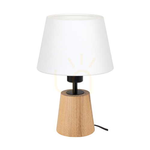 Sprawdź Lampa Stołowa Arden Dąb olejowany/Czarny Abażur Biały 1xE27 Ø20 cm