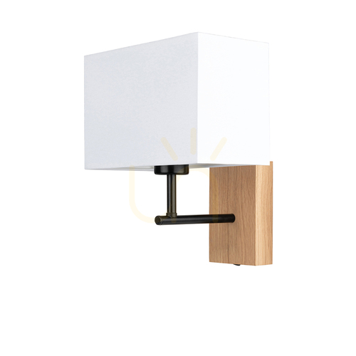 Sprawdź Kinkiet Lector Dąb olejowany/Czarny Abażur Biały 1xE27 22 cm