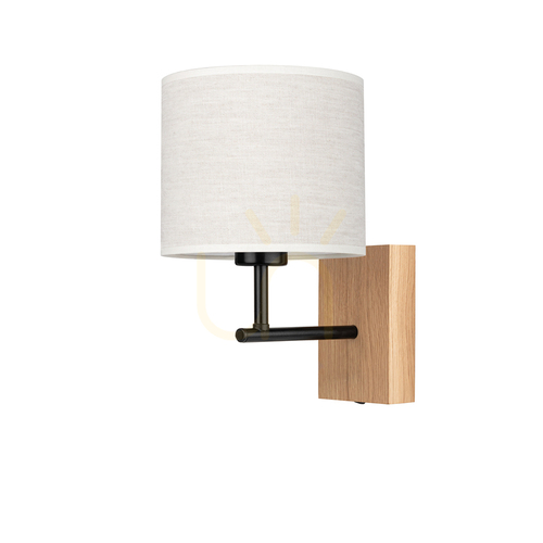 Sprawdź Kinkiet Lector Dąb olejowany/Czarny Abażur Beżowy 1xE27 21.5 cm