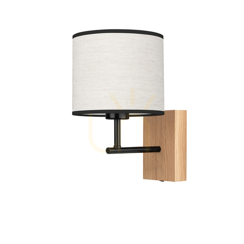 Sprawdź Kinkiet Lector Dąb olejowany/Czarny Abażur Beżowy-Czarny 1xE27 21.5 cm
