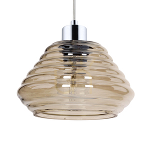 Lampa Wisząca Bali 1xE27 60W Chrom/Brązowy/Transparentny Ø15 cm small 1