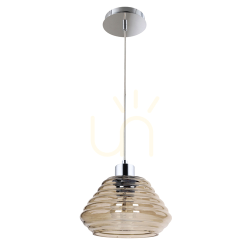 Sprawdź Lampa Wisząca Bali 1xE27 60W Chrom/Brązowy/Transparentny Ø15 cm