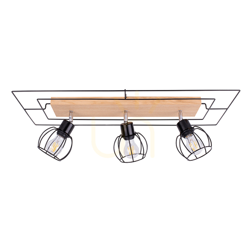 Sprawdź Lampa Sufitowa Chester 3xE27 Max.60W Dąb Olejowany/Czarny 78 cm
