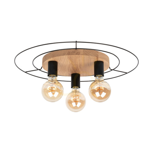 Sprawdź Lampa Sufitowa Chester 3xE27 Max.60W Dąb Olejowany/Czarny Ø54 cm