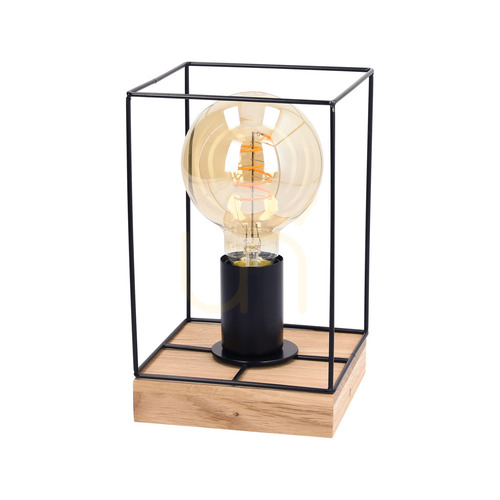 Sprawdź Lampa Stołowa Gretter 1xE27 Max.25W Dąb Olejowany/Czarny 13.5 cm