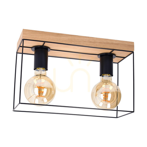 Sprawdź Lampa Sufitowa Gretter 2xE27 Max.60W Dąb Olejowany/Czarny 35 cm
