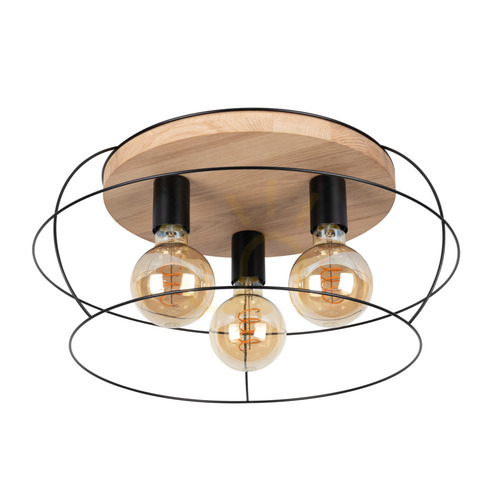 Sprawdź Lampa Sufitowa Chester 3xE27 Max.60W Dąb Olejowany/Czarny Ø50 cm