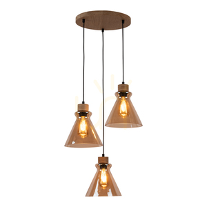 Lampa Wisząca Serena 3xE27 Max.60W Dąb Olejowany/Czarny PVC/Brązowy Ø40 cm small 1