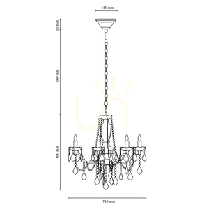Lampa Wisząca Odessa 8xE14 Max.40W Złoty/Transparentny Ø71 cm small 3