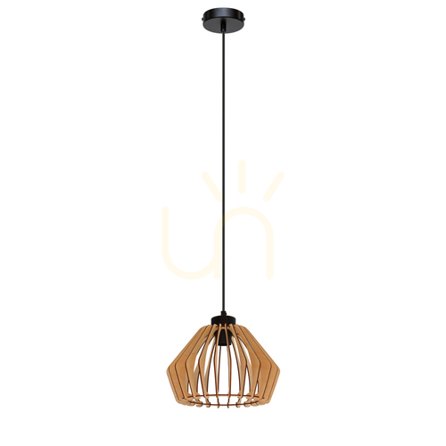 Sprawdź Lampa Wisząca Hiroto 1xE27 Max.15W Czarny/Czarny/Brzoza Ø28.5 cm