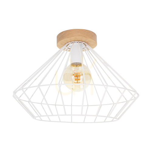 Sprawdź Lampa Sufitowa Kiara 1xE27 Max.60W Dąb Olejowany/Biały Ø40 cm