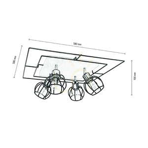 Lampa Sufitowa Chester 4xE27 Max.60W Dąb Olejowany/Czarny 58 cm small 1