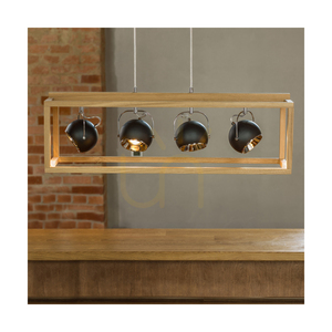 Lampa Wisząca Roy Incl.4xLED GU10 5W Dąb Olejowany/Transparentny/Czarny 90 cm small 1