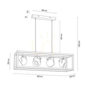 Lampa Wisząca Roy Incl.4xLED GU10 5W Dąb Olejowany/Transparentny/Czarny 90 cm small 2