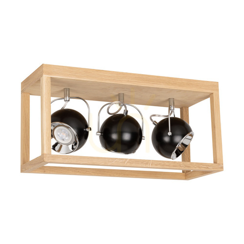 Sprawdź Lampa Sufitowa Roy Incl.3xLED GU10 5W Dąb Olejowany/Czarny 52 cm